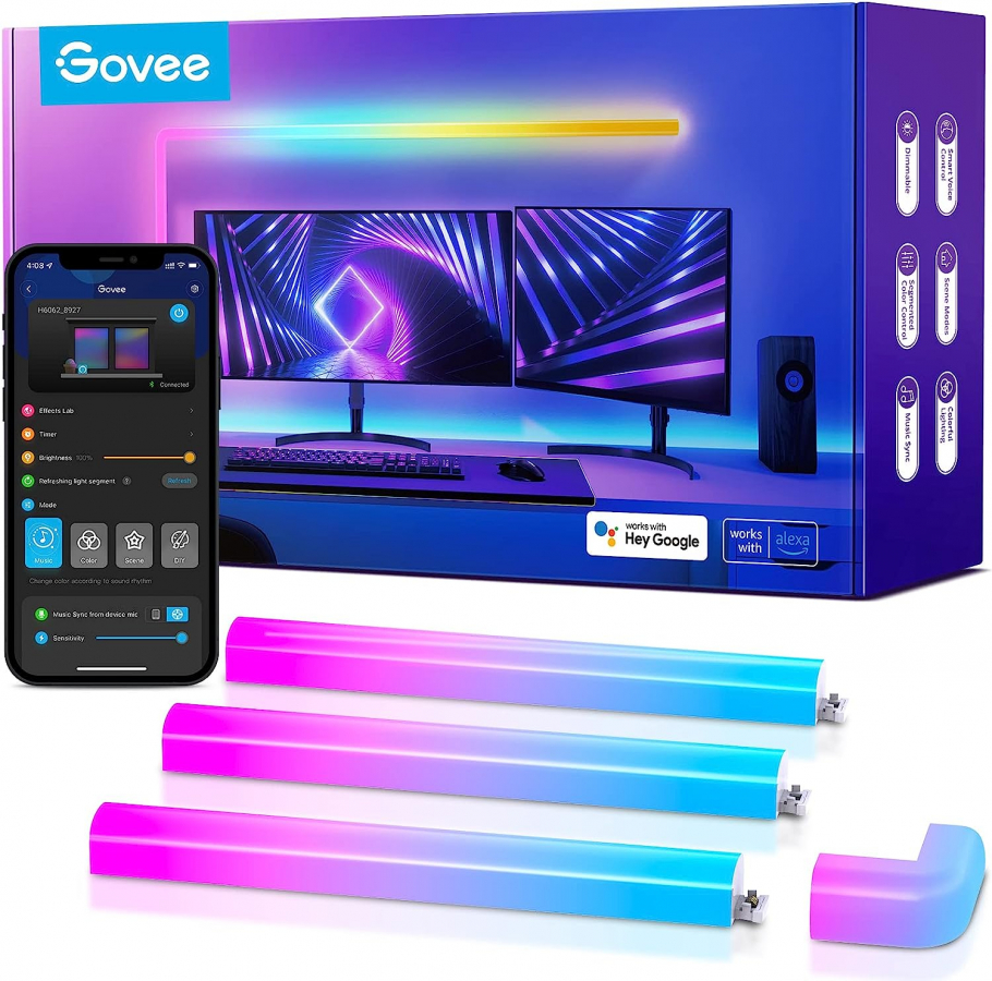 Smart LED Panels Govee RGBIC 6+1 LED panel - Game attributes and accessories  - Gaming zone