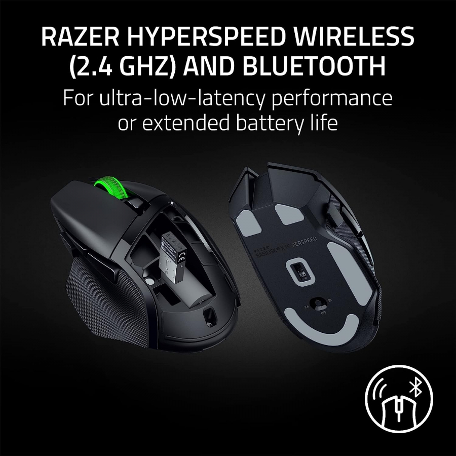 Razer Basilisk X HyperSpeed Wireless Gaming Mouse for PC, 6 Buttons,  2.4GHz, Bluetooth, Black 