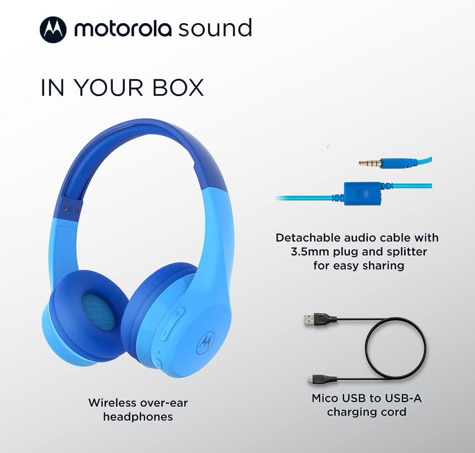 Moto JR300 Kids wireless over ear headphones from Motorola Sound