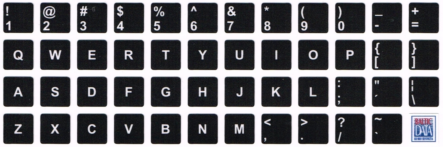 Laminētas Uzlīmes klaviatūrai Melns/Balts  (UZLĪMES TAST NR7)