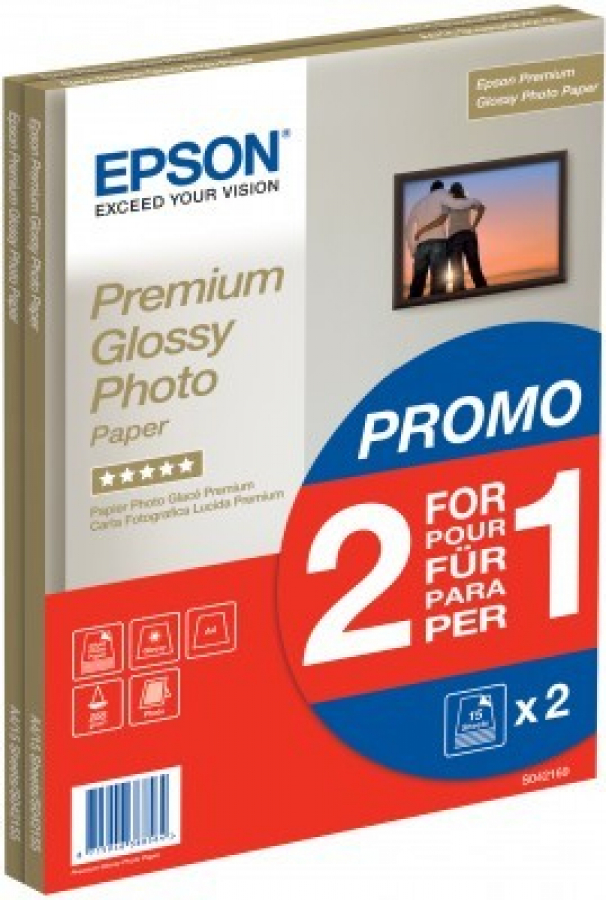 Epson Premium Glossy Photo Paper 30 sheets A4 2pack (C13S042169)