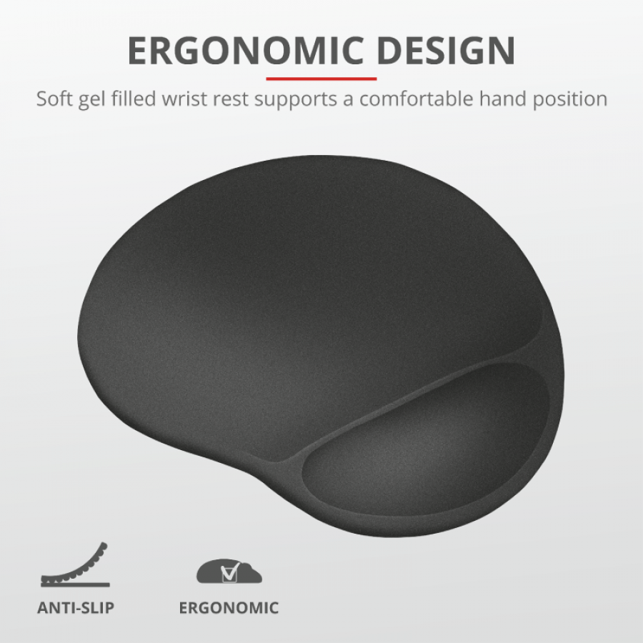 Buy Trust Bigfoot Gel Mouse pad with wrist rest Ergonomic Black