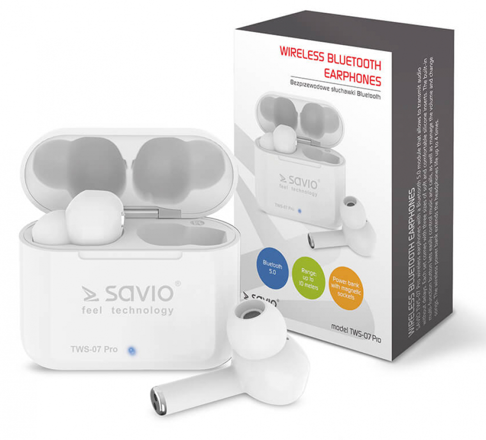 Savio TWS 07 PRO White PC headsets Peripherals Baltic Data