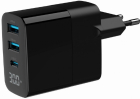Lādētājs Gembird 3-port 30W GaN USB Fast Charger LCD Black (TA-UC-PDQC30LCD-BK-02