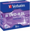 Blanks DVD+R DL Verbatim 8.5GB Double Layer 8x AZO 5 Pack Jewel (43541V