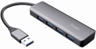 USB Centrmezgls Trust Halyx 4 Port USB 3.2 Gen1 Hub Grey (23327